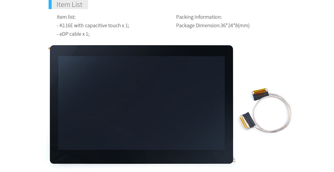 K116E 11.6inch eDP FHD LCD Display with Capacitive Touch