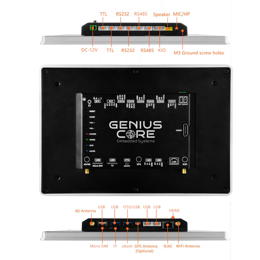 10.1" inch RK3288 All in One HMI Android Panel PC, ControlHUB Series, IPS, AL Frame