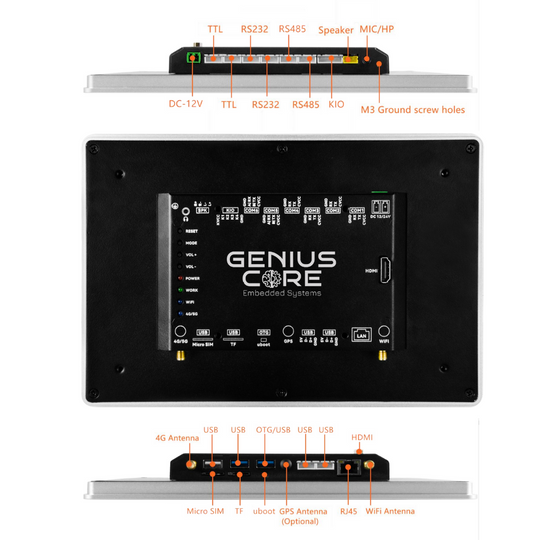 10.1" inch RK3568 All in One HMI Android Panel PC, ControlHUB Series, IPS, AL Frame