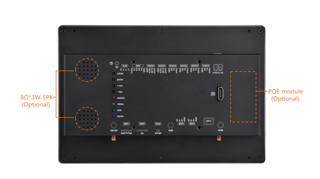10.1" inch A133P 2x INT SPK All in One HMI Android Panel PC, ControlHUB Series, IPS, ABS Frame