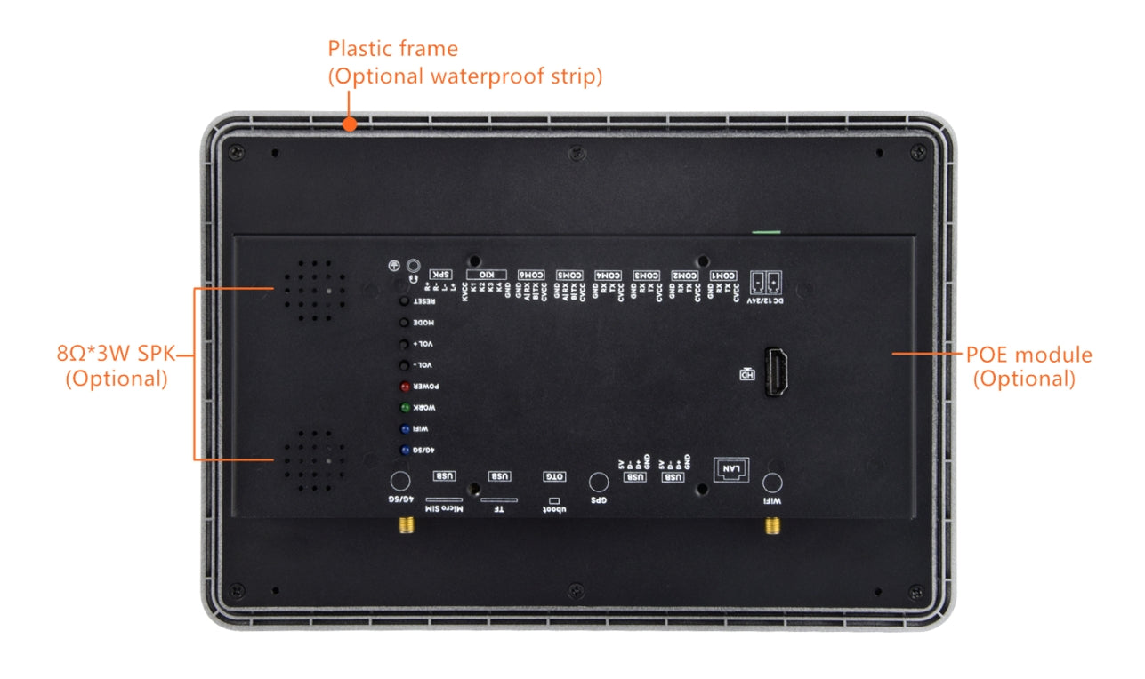 10.1" inch A133P 2x INT SPK All in One HMI Android Panel PC, ControlHUB Series, IPS, ABS Larger Frame