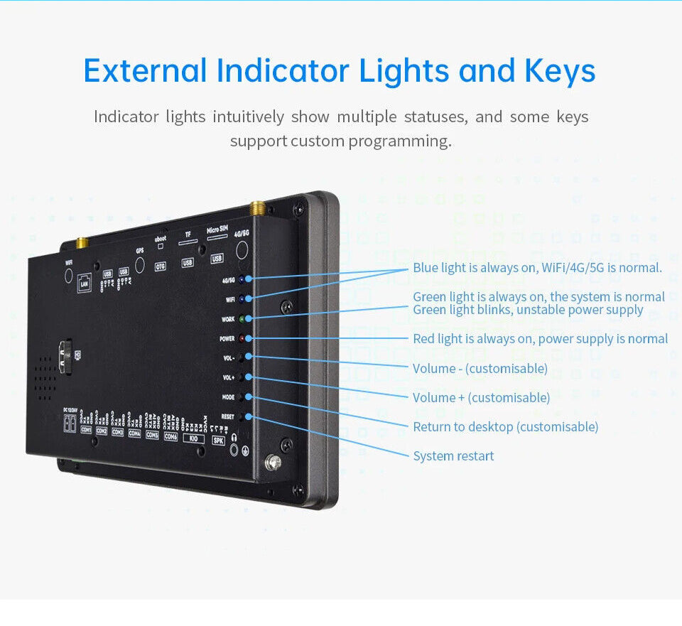 7" inch RK3568 2x INT SPK All in One HMI Android Panel PC, ControlHUB Series, IPS, ABS Frame