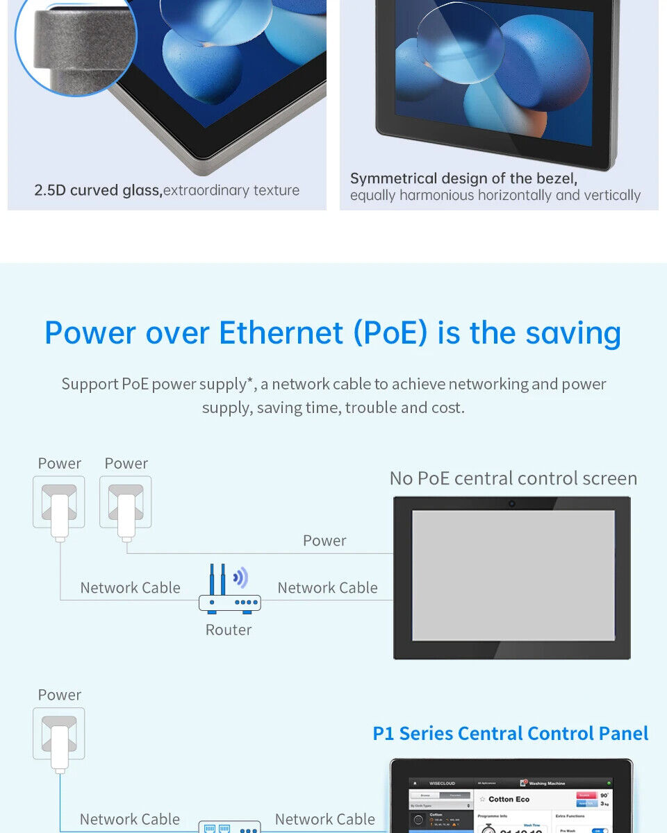 7" inch RK3288 2x INT SPK All in One HMI Android Panel PC, ControlHUB Series, IPS, ABS Frame