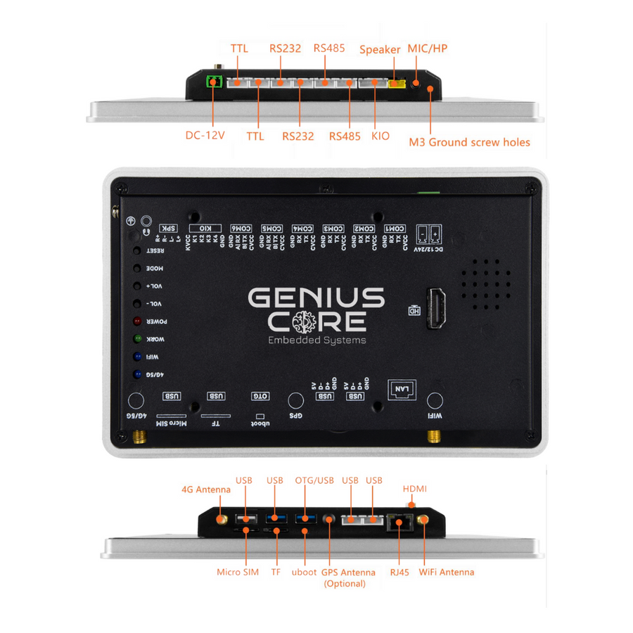 7" inch A133P All in One HMI Android Panel PC, ControlHUB Series, IPS, AL Frame