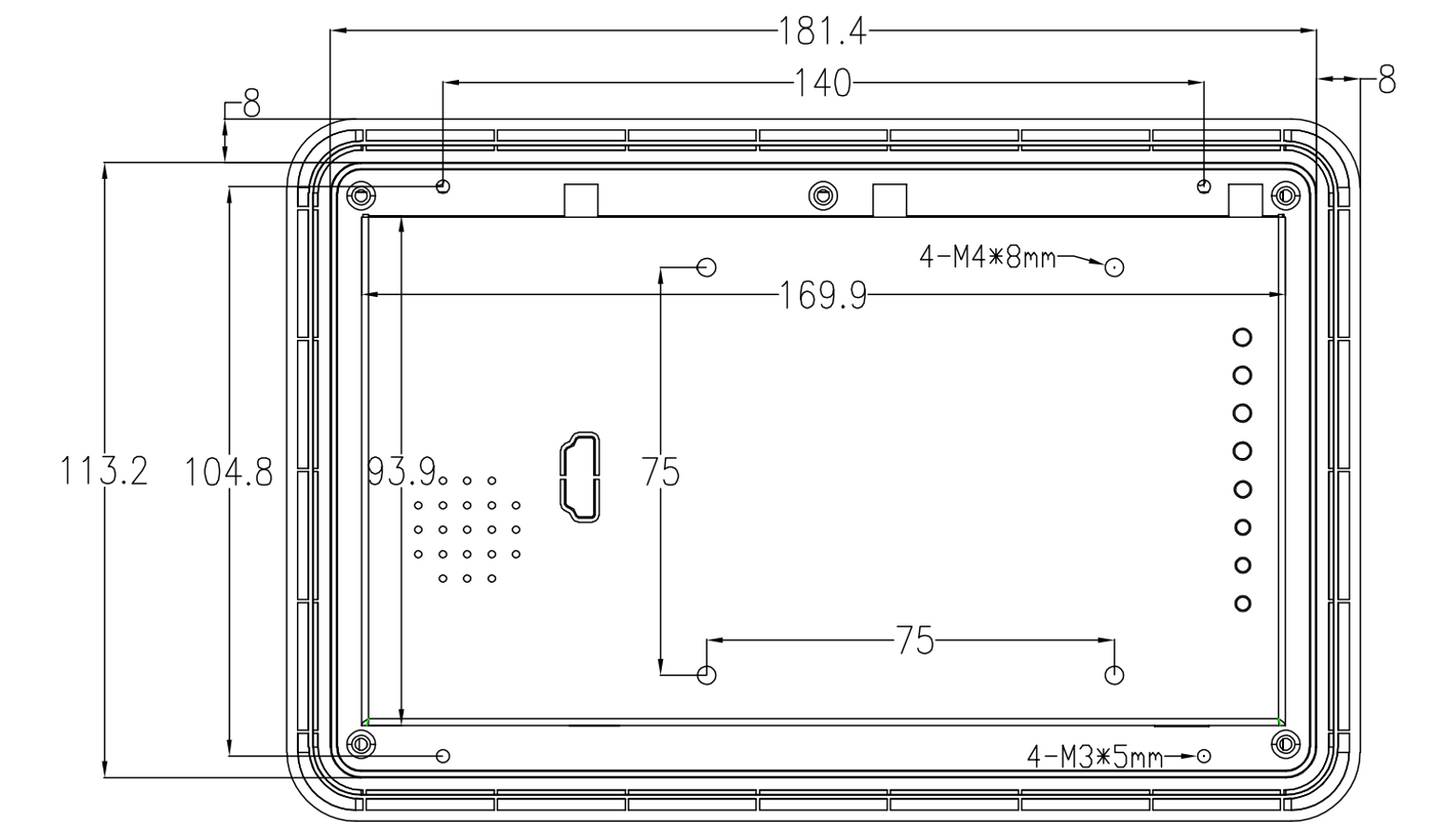 7" inch A133P 2x INT SPK All in One HMI Android Panel PC, ControlHUB Series, IPS, ABS Larger Frame