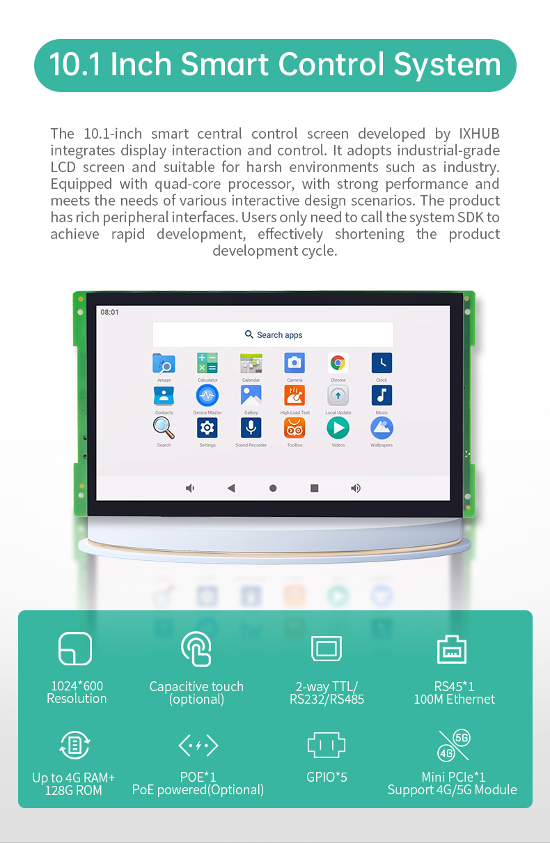 10.1 inch A133P IPS All in One HMI Android Panel PC OpenHUB IPS Open Frame Series