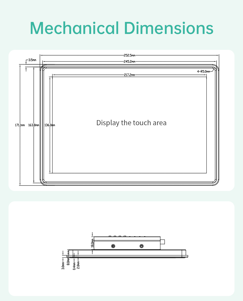 10.1" inch RK3288 All in One HMI Android Panel PC, ControlHUB Series, IPS, AL Frame