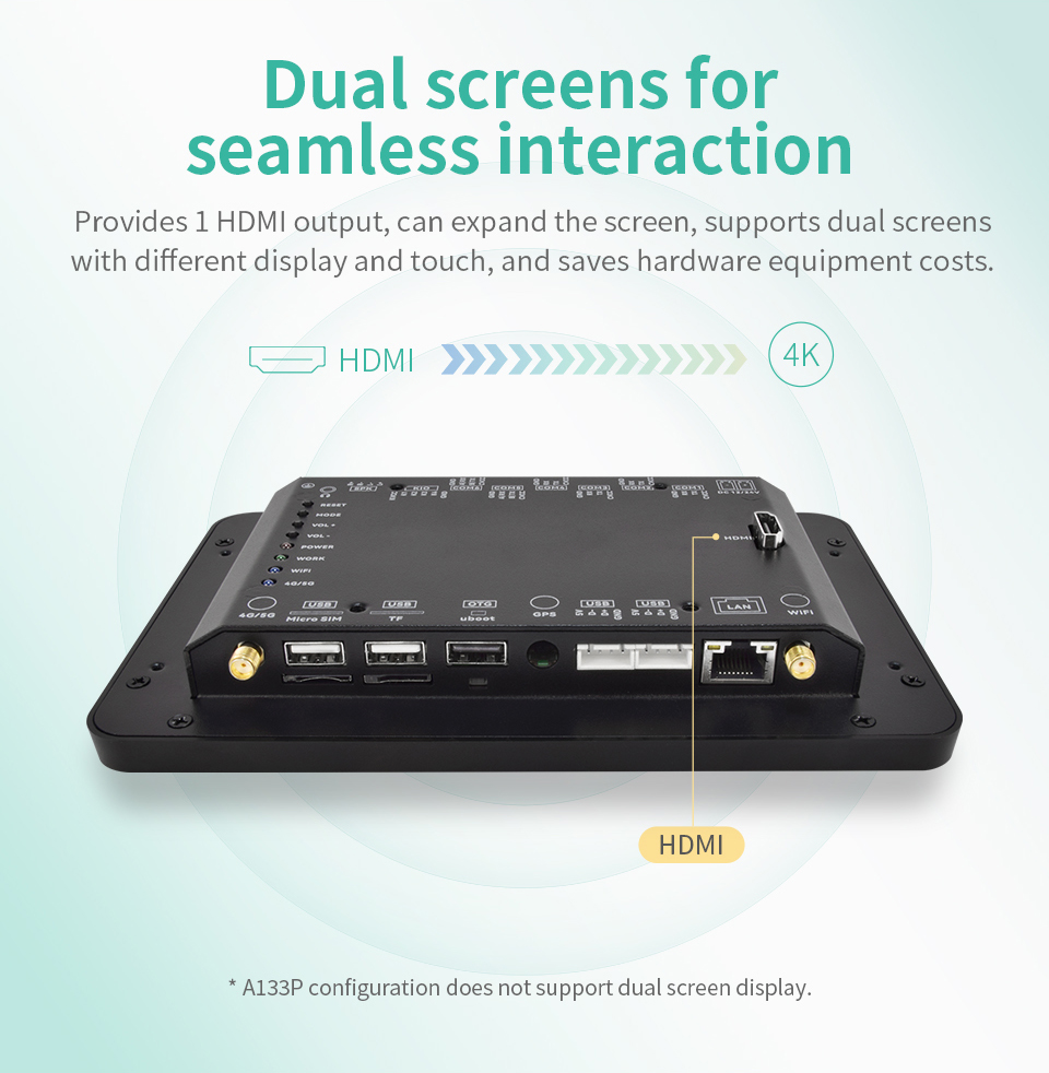 7" inch A133P All in One HMI Android Panel PC, ControlHUB Series, IPS, ABS Frame