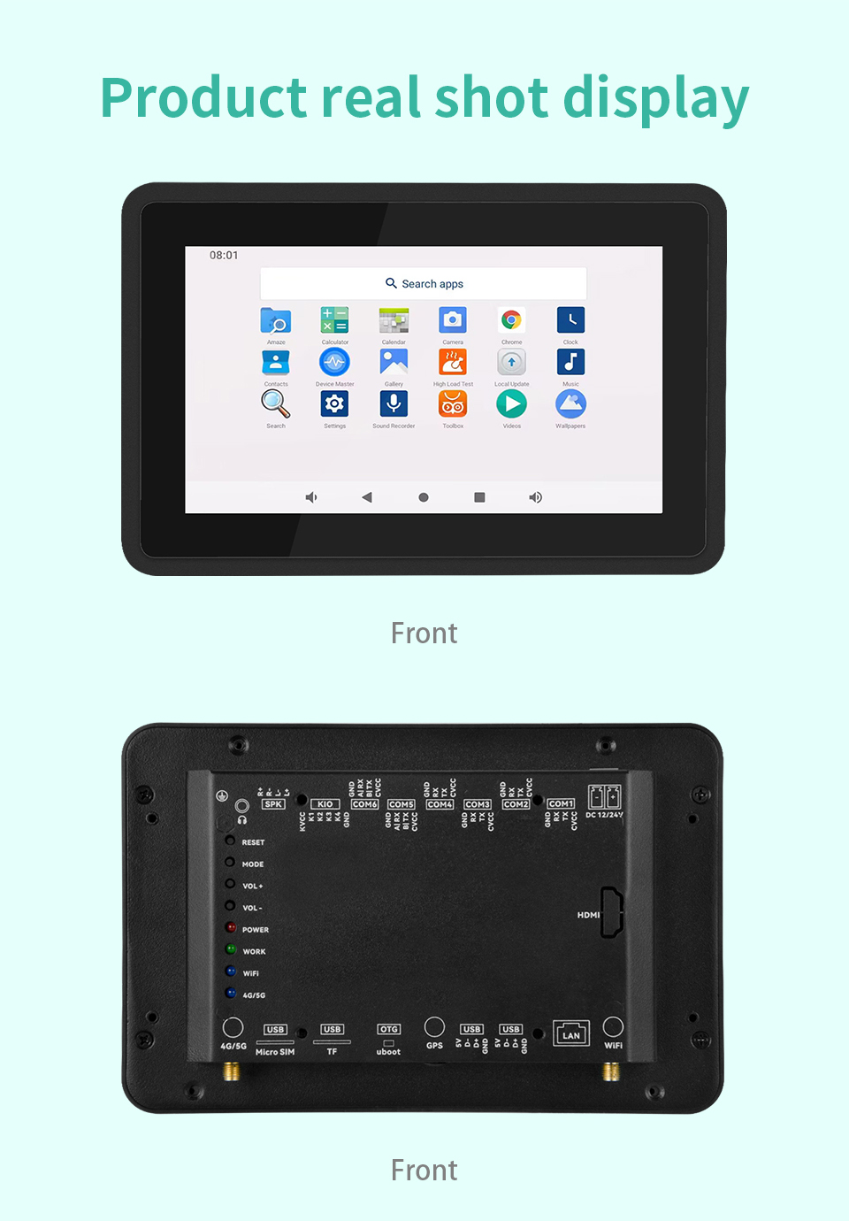 10.1" inch RK3568 All in One HMI Android Panel PC, ControlHUB Series, IPS, ABS Frame