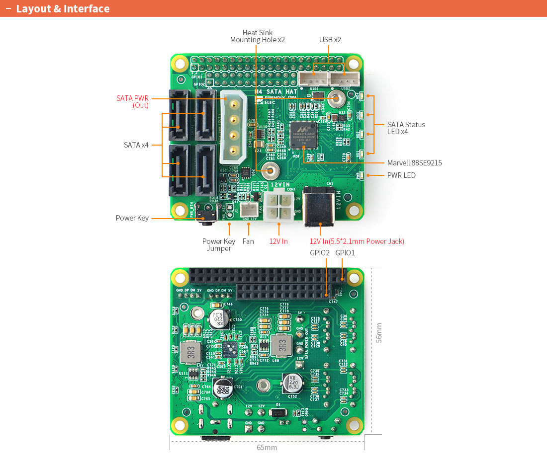 4x SATA HAT for NanoPi M4