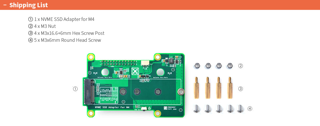 NVMe SSD Adapter for M4