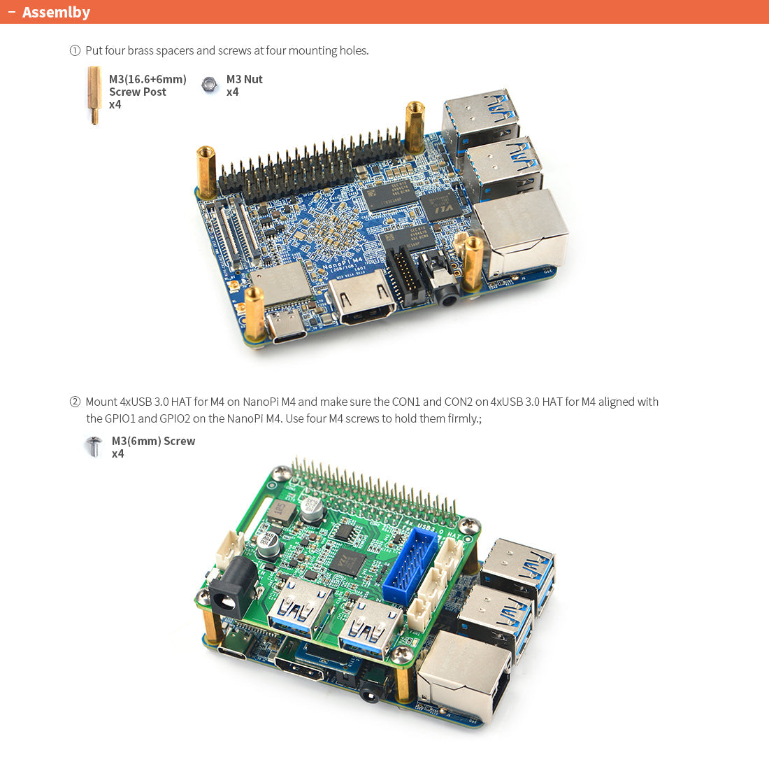 PCIe to USB 3.0 x4 HAT for M4