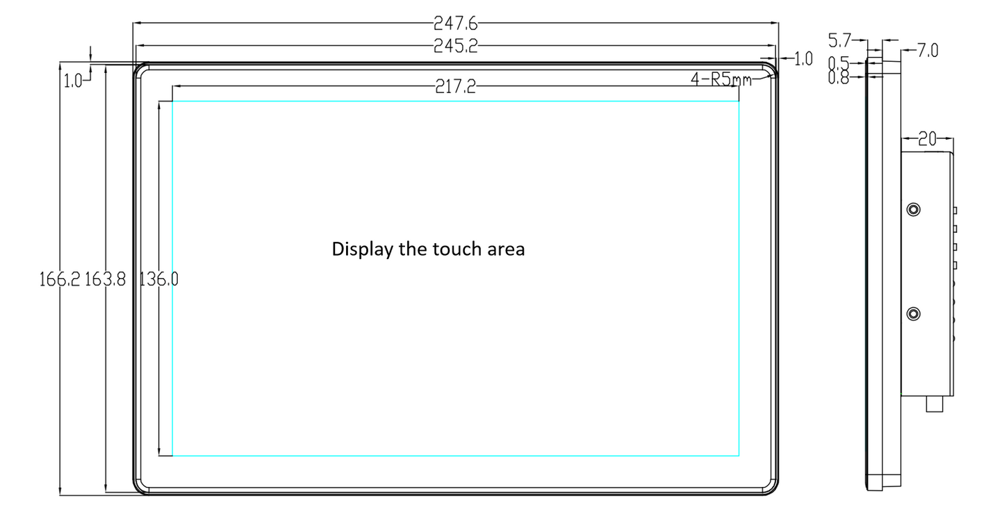 10.1" inch RK3288 2x INT SPK All in One HMI Android Panel PC, ControlHUB Series, IPS, ABS Frame