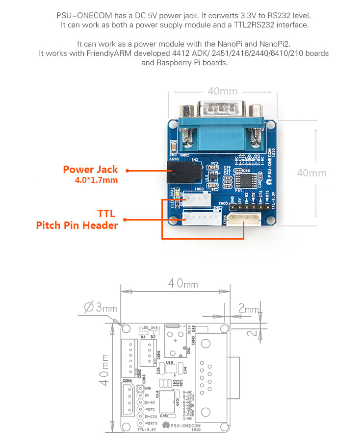 TTL To RS232 Module（PSU-ONECOM）