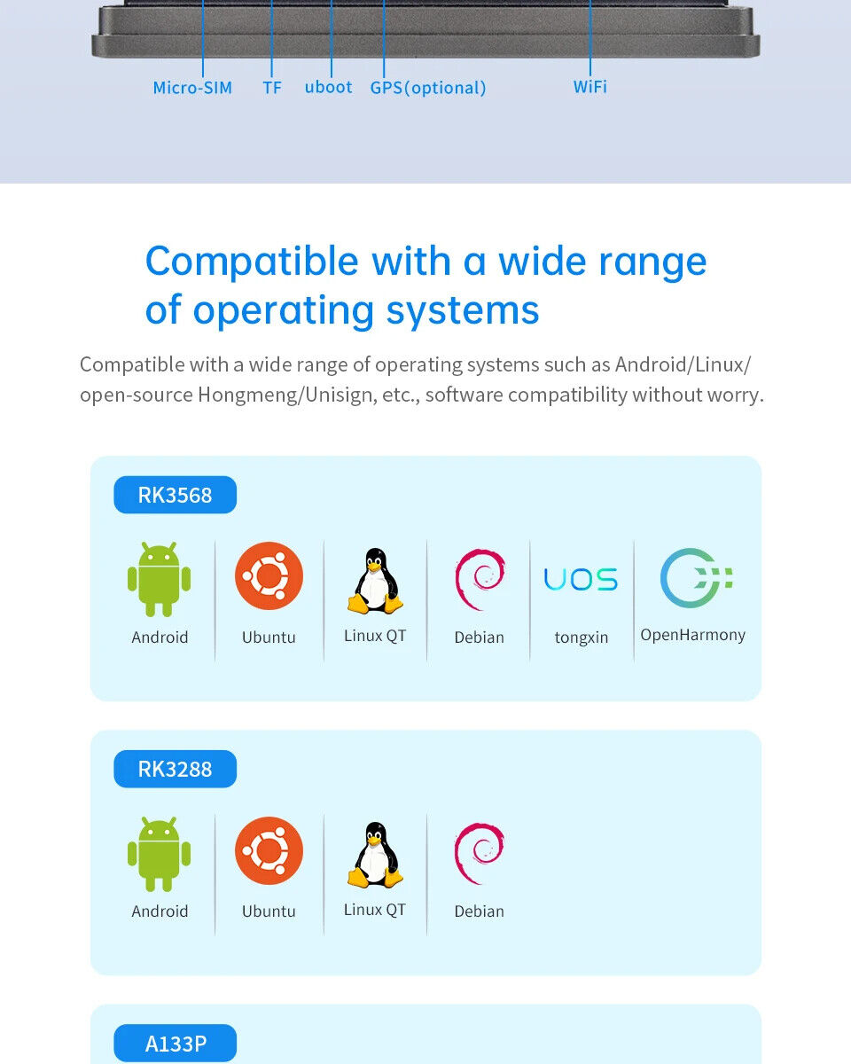 7" inch RK3288 2x INT SPK All in One HMI Android Panel PC, ControlHUB Series, IPS, ABS Frame