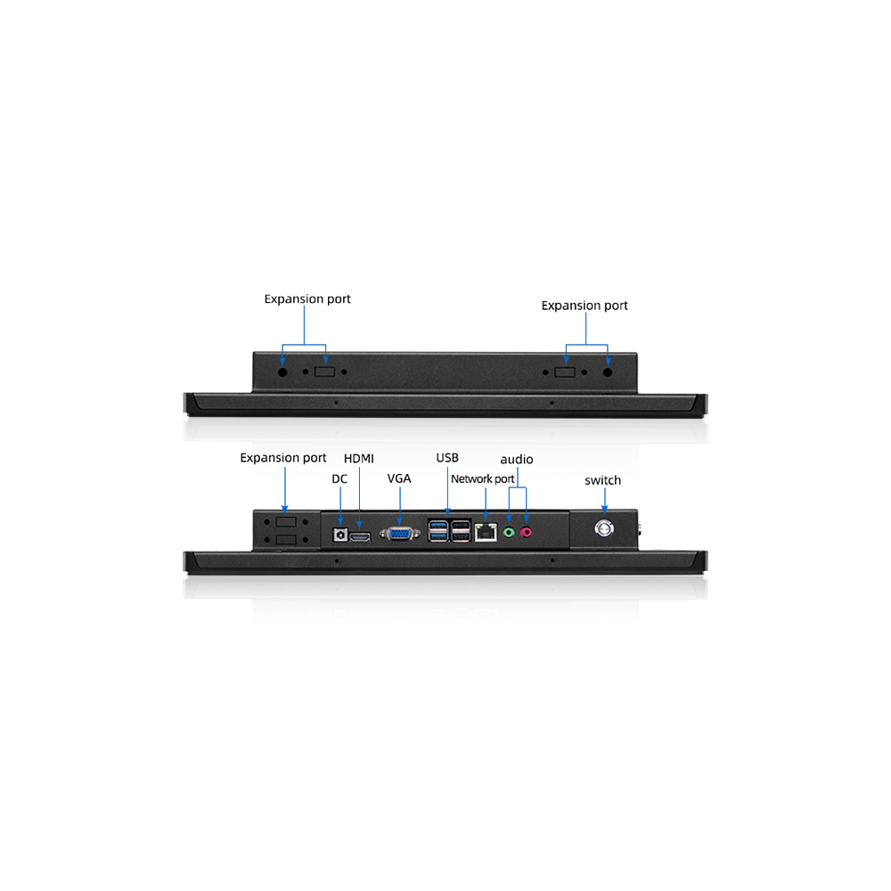 18.5" inch Industrial Flat Panel PC Windows J1900 4GB DDR3 64GB All In One PC with Capacitive Touch – Mount Type S - Side