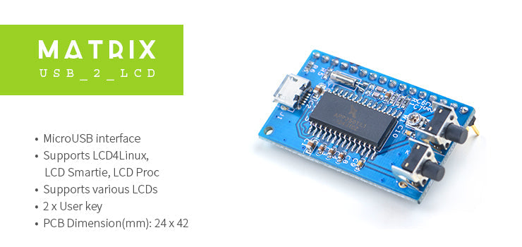 USB port 1602 LCD Module for Pi (LCD2USB)