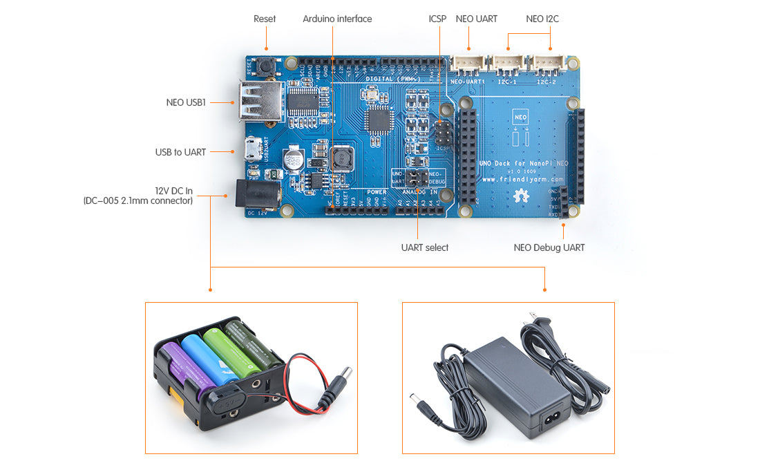 Uno Dock V1.0 for NanoPi NEO