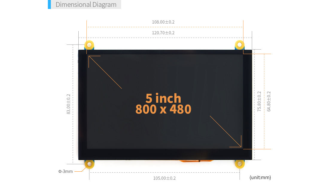 W500 5inch LCD Display with Capacitive Touch