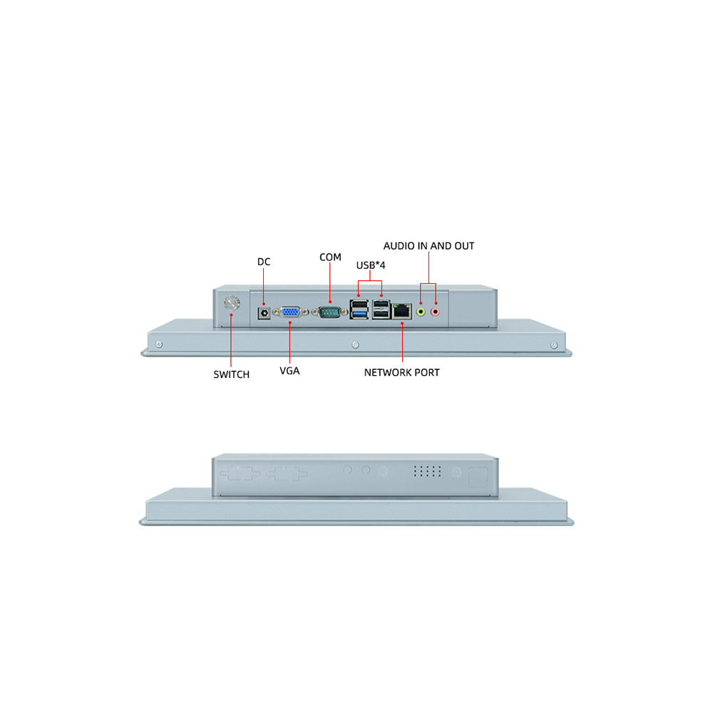 13.3" inch Industrial Flat Panel PC Windows J1900 4GB DDR3 64GB All In One PC with Capacitive Touch – Mount Type Z - Side
